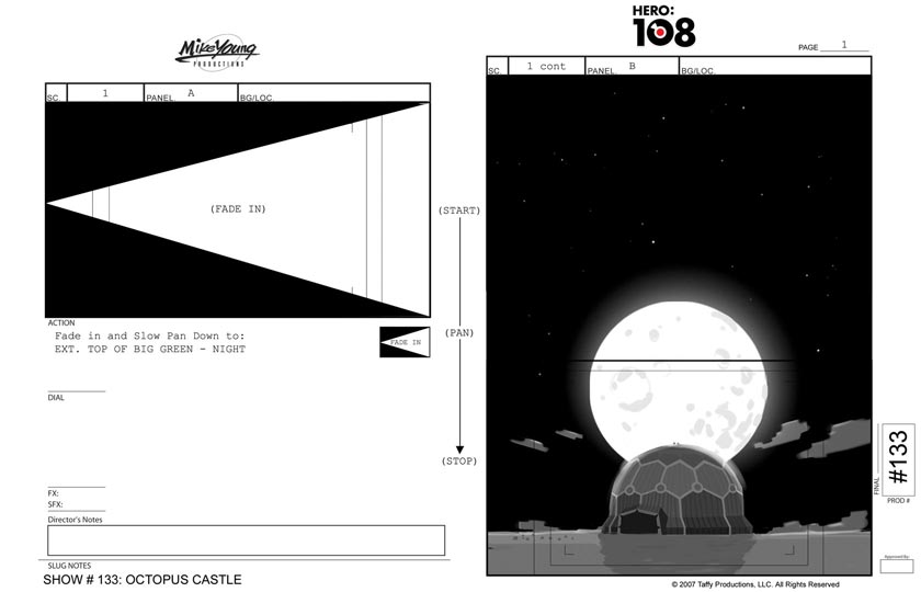 Portfolio - Storyboards - Mike Young - Hero 108 - Octopus Castle