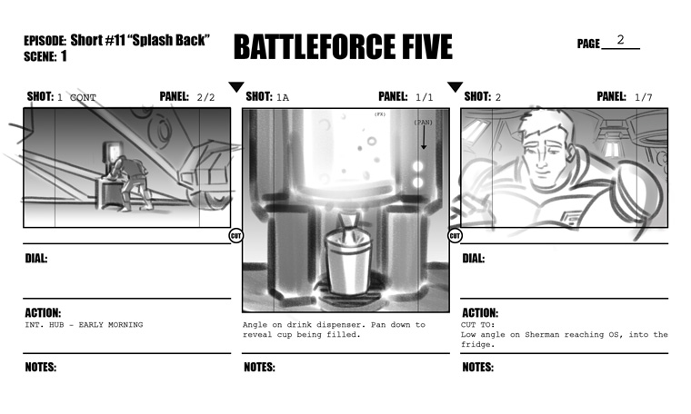 Portfolio - Storyboards - Nerd Corps - Battleforce Five - Splash Back