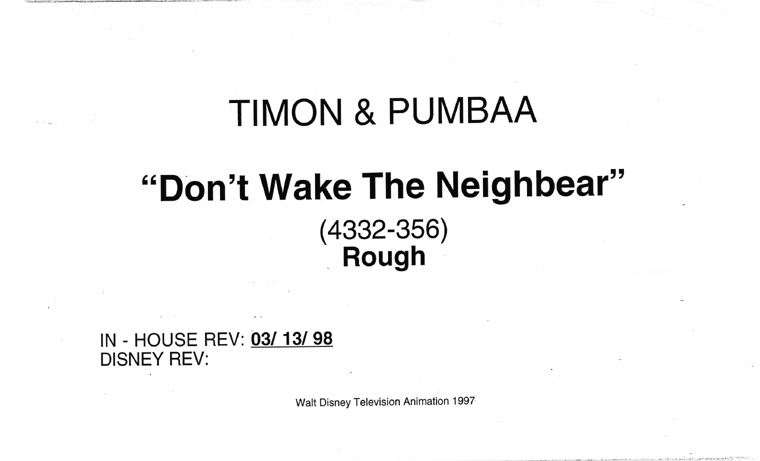 Portfolio - Storyboards - Walt Disney - Timon and Pumbaa - The Neighbear